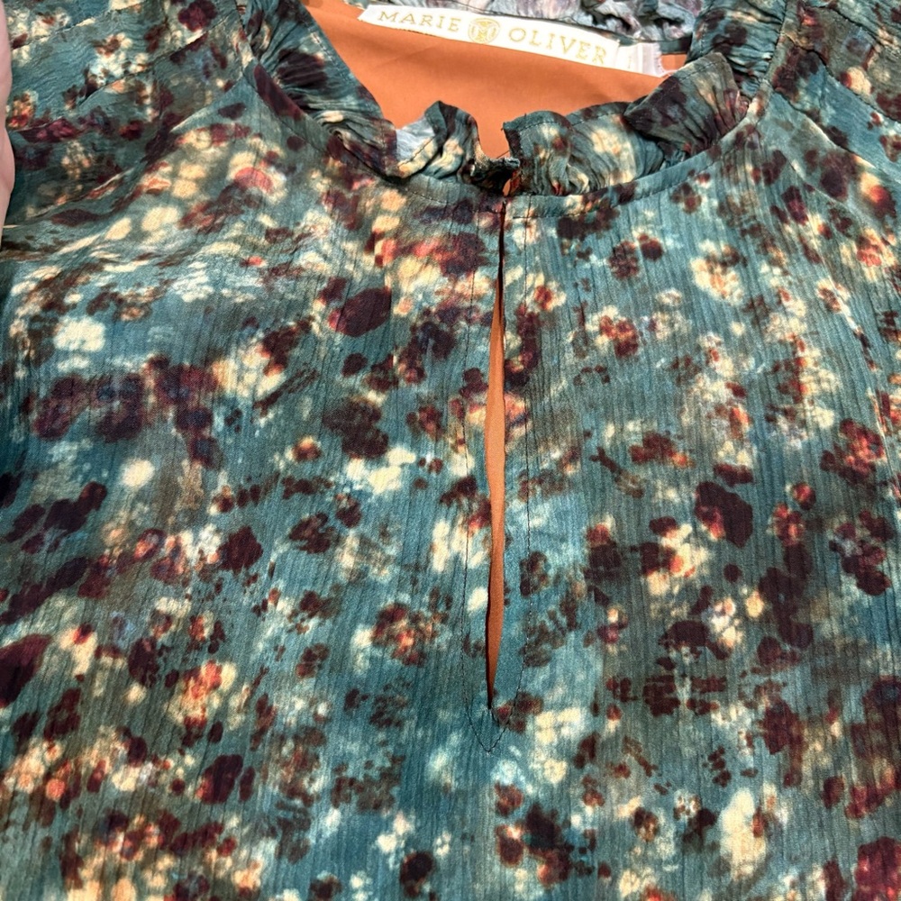 Marie Oliver Frida Dress in Sapphire Reef Print Size L Silk Blend - Picture 6 of 11